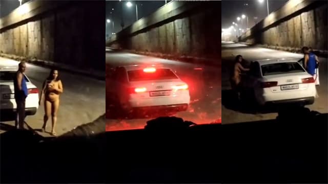 Indian Cheating Wife With Driver on The Road