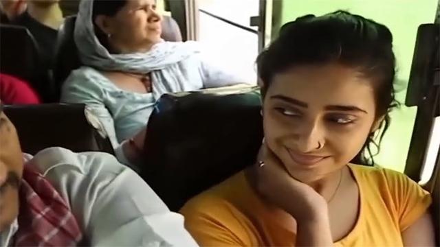 Villager Hands On Modern Girl Breasts In Crowded Bus